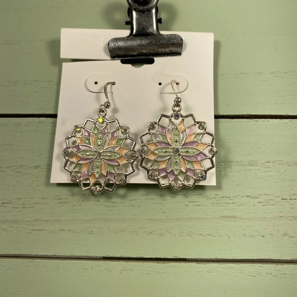 🆕 Color Brand Silver Geometric Dangle Earrings - Picture 4 of 5